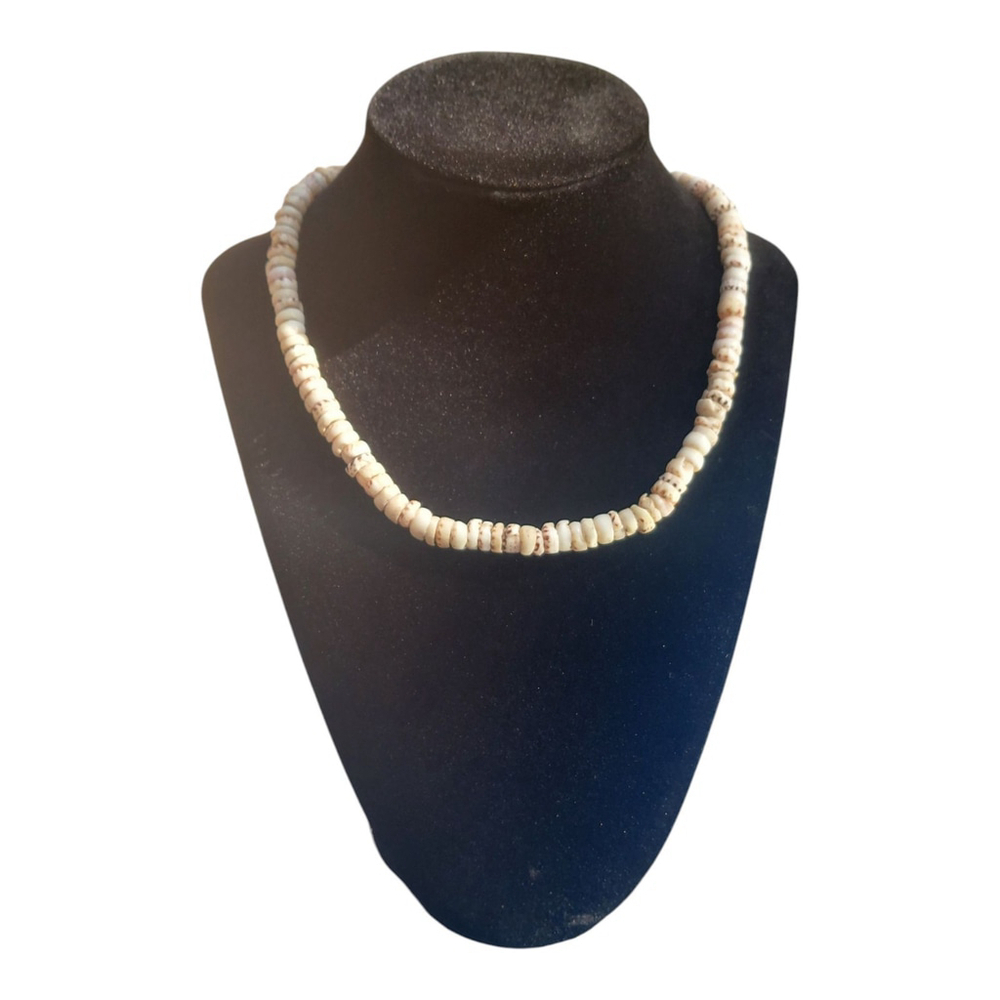 Vintage 60s Puka Shell Necklace 16" Large Authentic Hawaiian Surfer Choker EUC